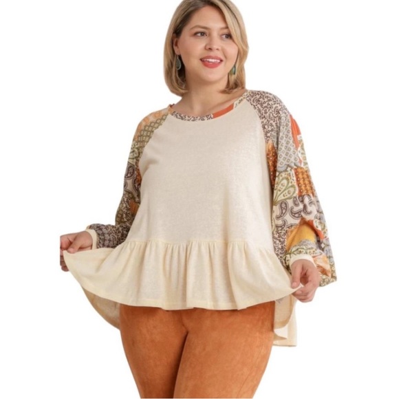 Umgee Tops - Umgee- 1X Boho long sleeve top
